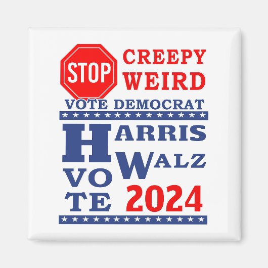 Breepy Weird Vote Harris Walz 2024 anhalten Magnet (Vorne)