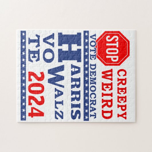 Breepy Weird Vote Harris Walz 2024 anhalten Puzzle (Horizontal)
