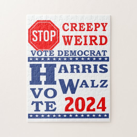 Breepy Weird Vote Harris Walz 2024 anhalten Puzzle (Vertikal)