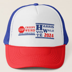 Breepy Weird Vote Harris Walz 2024 anhalten Truckerkappe