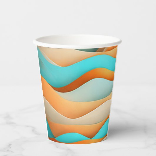Breeze & Blush Paper Cup Soft Abstrakte Erfrischun Pappbecher (Vorderseite)