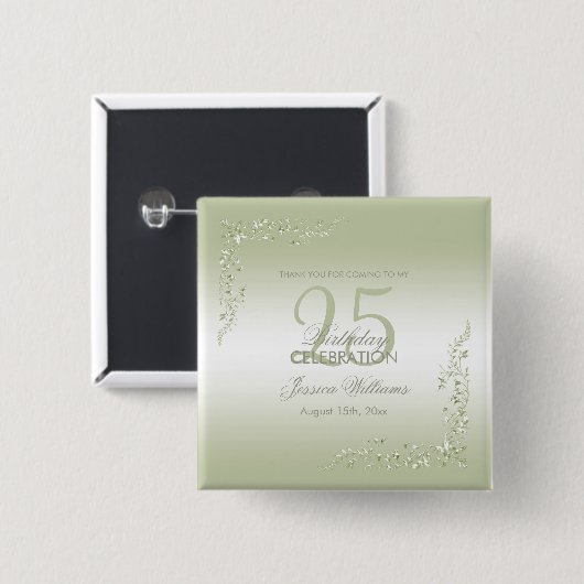 Breezeway Dekoration 25. Geburtstag Button (Vorne & Hinten)