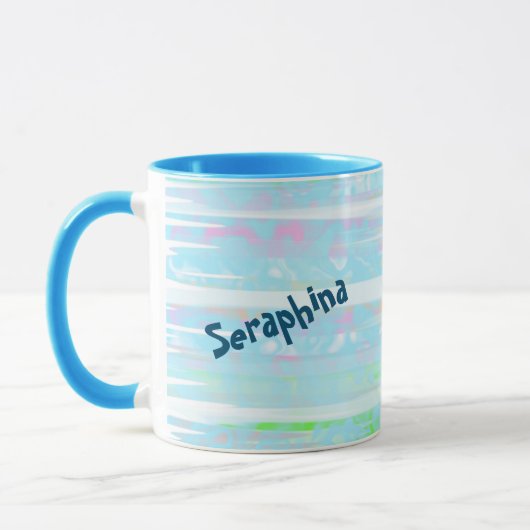 Breezy Abstraktes Aqua Stripes Tasse (Links)