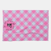 "Breezy Blue, Hot Pink" Gingham individuell anpass Geschirrtuch (Horizontal)
