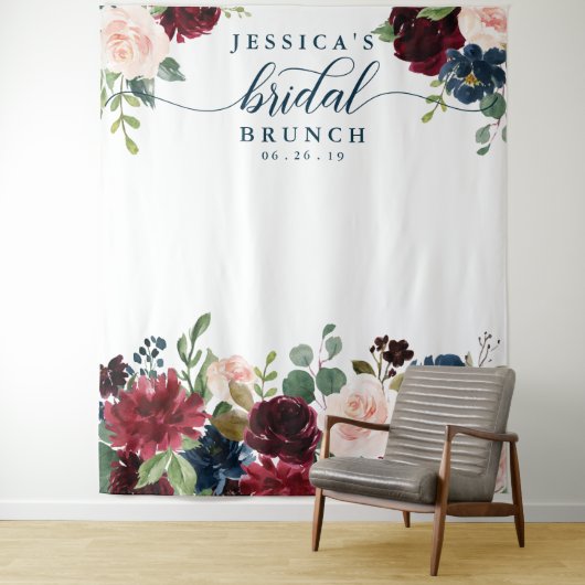Breezy Burgundy Brautparty Backdrop Foto Stand Wandteppich (Beispiel)