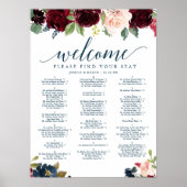Breezy Burgundy Navy Hochzeitstabelle Poster (Vorne)