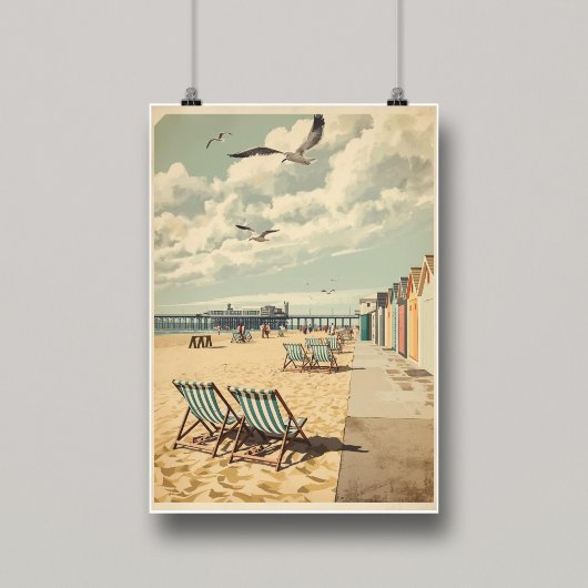Breezy Days in Brighton – British Seaside Coastal Poster