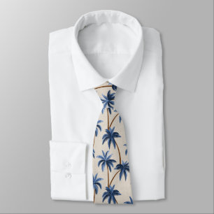 Breezy Palm Trees auf falschem Grasgewebe - Blau Krawatte