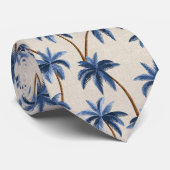 Breezy Palm Trees on Faux Grasscloth - Blue Krawatte (Gerollt)