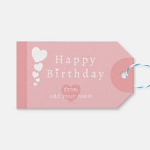 Breezy Pink Birthday Hearts Gift Tags Geschenkanhänger