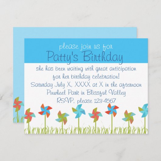 Breezy Pinwheels Einladung (Vorne/Hinten)