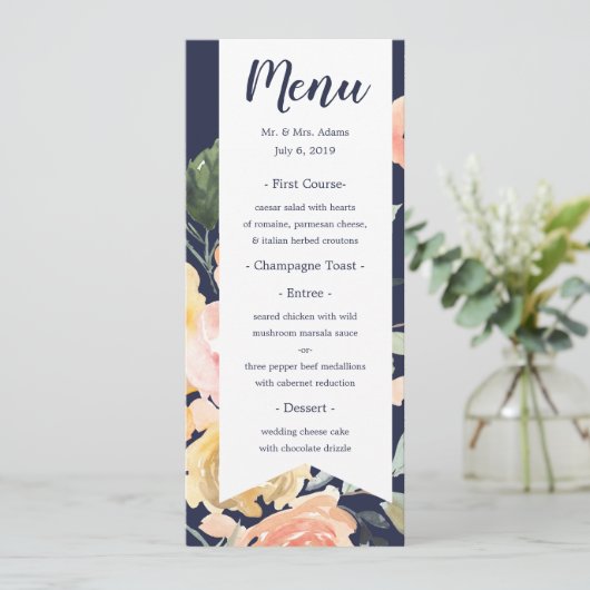 Breezy Romance Menükarte (Stehend Vorderseite)