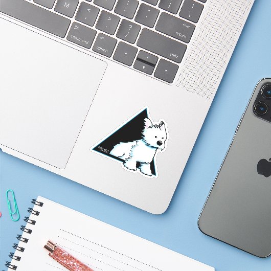 Breezy WESTIE Sticker (Laptop mit iPhone)