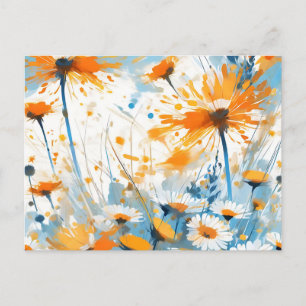 Breezy Wildblume Field in Orange Postkarte