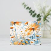 Breezy Wildblume Field in Orange Postkarte (Stehend Vorderseite)