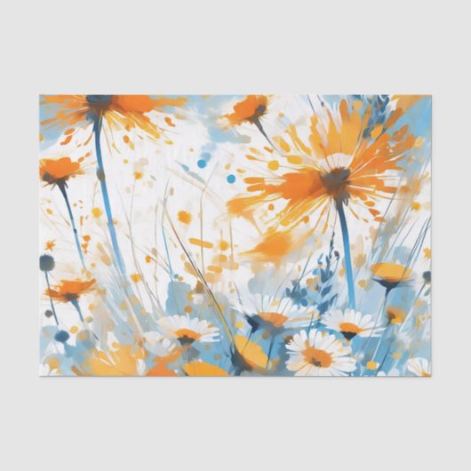 Breezy Wildblume Field in Orange Seidenpapier (Vorderseite)