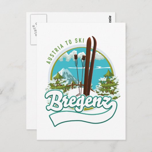 Bregenz austria to ski logo postkarte (Vorne/Hinten)