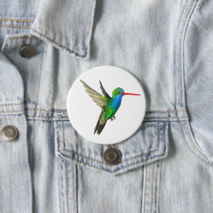 Breit-berechnete Kolibri-Aquarell-Kunst Button