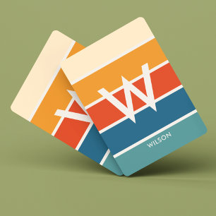 Breitband Retro Strickmonogramm Persönlich Spielkarten