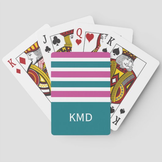 Breitband Stripes benutzerdefinierte Monogramm-Spi Spielkarten (Rückseite)