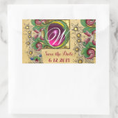 BREITDATUM GERETTET FLORALE PARCHMENT GEM MONOGRAM RECHTECKIGER AUFKLEBER (Tasche)