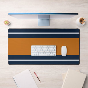 Breite 70er Orange Weiße Navy Blau Rennstreifen Schreibtischunterlage