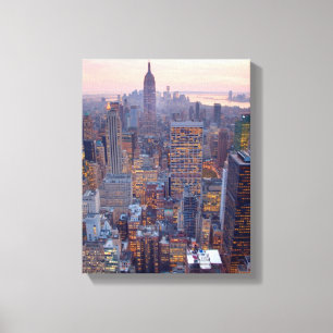 Breite Ansicht von Manhattan am Sonnenuntergang Leinwanddruck