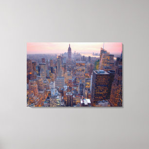 Breite Ansicht von Manhattan am Sonnenuntergang Leinwanddruck