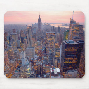 Breite Ansicht von Manhattan am Sonnenuntergang Mousepad