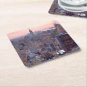 Breite Ansicht von Manhattan am Sonnenuntergang Rechteckiger Pappuntersetzer (angewinkelt)