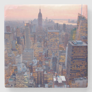 Breite Ansicht von Manhattan am Sonnenuntergang Steinuntersetzer