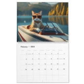 Breite auf dem Wasser Witzige Coole Katzen Boot Kalender (Feb 2026)