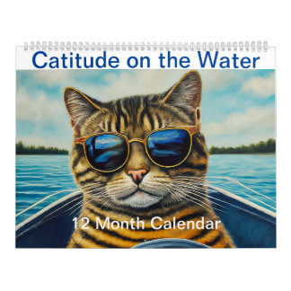 Breite auf dem Wasser Witzige Coole Katzen Boot Kalender