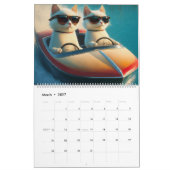 Breite auf dem Wasser Witzige Coole Katzen Boot Kalender (Mär 2027)