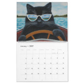 Breite auf dem Wasser Witzige Coole Katzen Boot Kalender (Jan 2027)