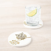 Breite Augen-Eule im Baum-Untersetzer Sandstein Untersetzer (Seite)