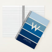 Breite blaue Streifen Monogramm Persönlich Notizblock (Innen)
