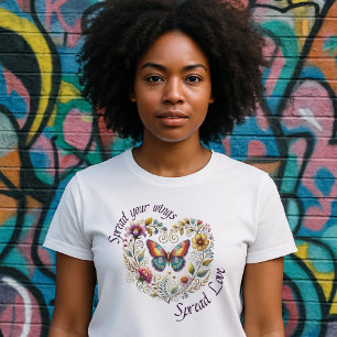 Breite deine Flügel aus, verbreite Liebe - Florale T-Shirt