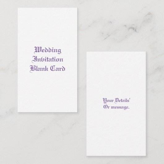 BREITE EINLADUNG BLANK ENSCHLOSSENKARTE (Vorne/Hinten)