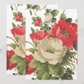 BREITE EINLADUNG Flachkarte ROSE STIL DESIGN (Vorne/Hinten)