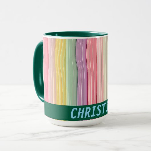 Breite, gewellte Linien in gürtelfarbenen Farben m Tasse (Vorderseite Links)