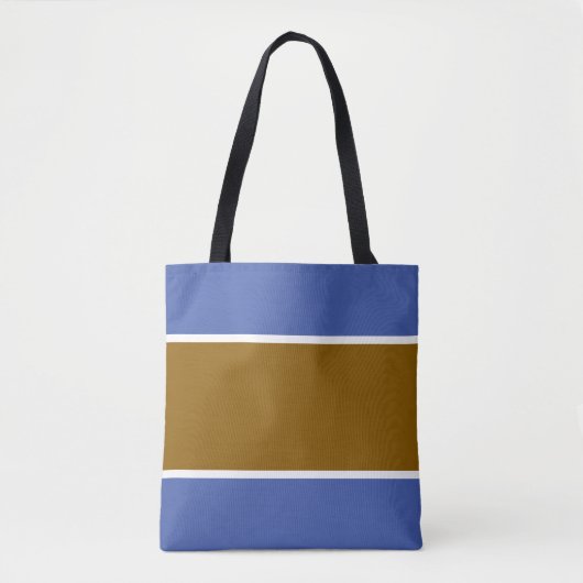 Breite goldbraune Streifen auf mittelblau Tasche (Vorderseite)