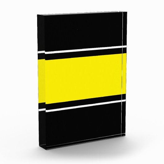 Breite, lebhafte, gelbe, Schwarz-weiße Streifen Fotoblock (Links)
