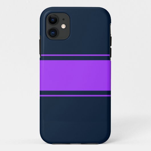 Breite, lebhafte Lila Racing Streifen auf fett bla Case-Mate iPhone Hülle (Rückseite)