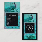 BREITE LIEBE PEACOCK MONOGRAM Blaues Schwarzes Pap Visitenkarte (Vorne/Hinten)