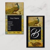 BREITE LIEBE PEACOCK MONOGRAM Gelbes Schwarzes Pap Visitenkarte (Vorne/Hinten)