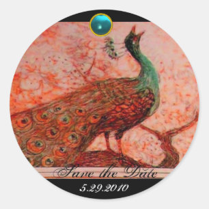 BREITE LIEBE PEACOCK Orangenblaues Aquamarin Runder Aufkleber