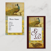 BREITE LIEBE PEACOCKS MONOGRAM, Gelbbraune Perle Visitenkarte (Vorne/Hinten)