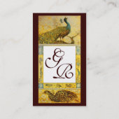 BREITE LIEBE PEACOCKS MONOGRAM, Gelbbraune Perle Visitenkarte (Rückseite)