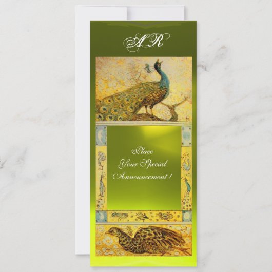 BREITE LIEBE PEACOCKS MONOGRAMM, braun-gelb Einladung (Rückseite)